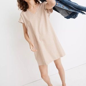 Madewell Button-Back Easy Dress in Beige Stripe
